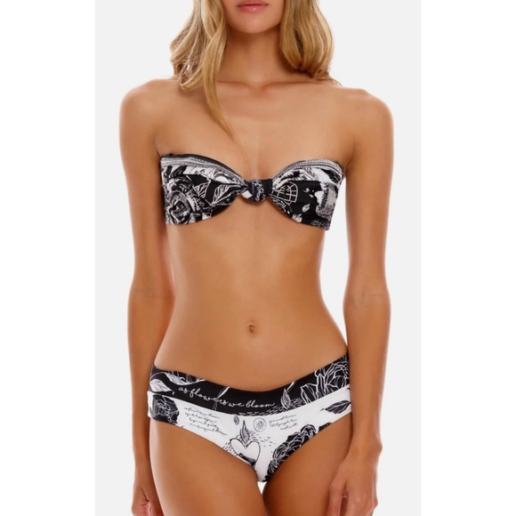 AGUA BENDITA • Lucille Thoughts Black/White Beaded Floral Bikini Top - Picture 15 of 15